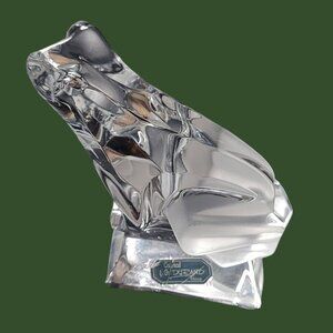 JG Durand France 🐸 Crystal Frog Figurine Art Glass Paperweight 4" Tall Like New